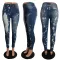 Fashion mid waist small foot pencil jeans