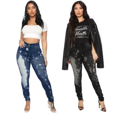 Fashion mid waist small foot pencil jeans