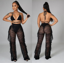 Sexy wooden ear lace swimsuit three piece suit
