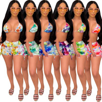 Sexy color print two piece set