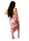 Sexy open back drawstring Printed Dress Dress