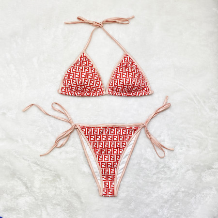 Sexy printed double layer bathing suit with coaster