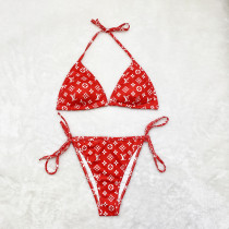Sexy printed double layer bathing suit with coaster