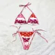 Sexy printed double layer bathing suit with coaster