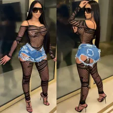 Fashion hand worn high waist jeans