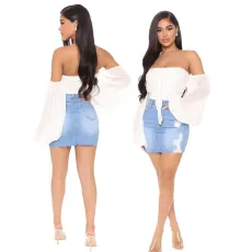 Sexy hand worn stretch denim skirt