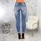 Fashion elastic high waist jeans with holes