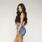 Fashion denim shorts with bandage