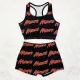 Sexy print vest Shorts Set