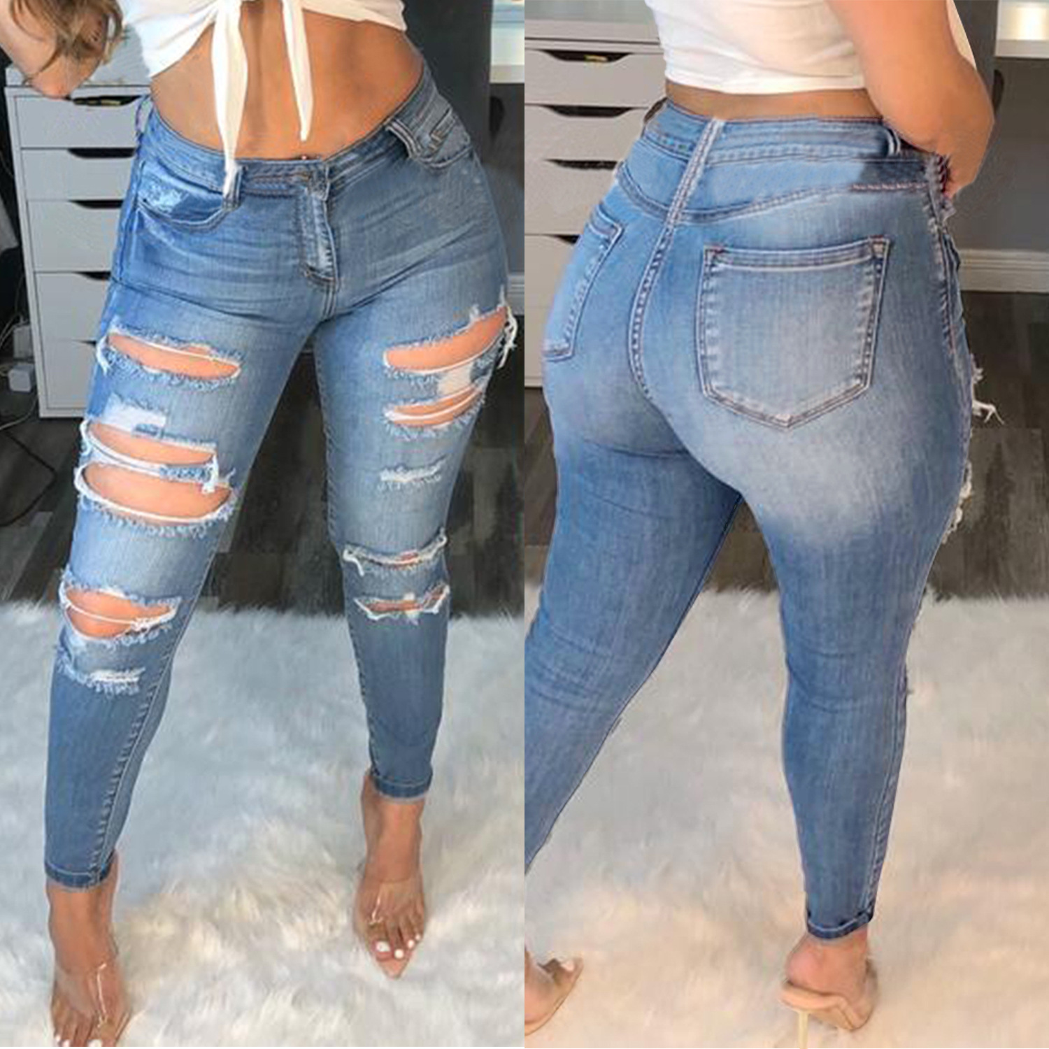 US$ 6.09 - Fashion sexy jeans with holes - www.keke-lover.com