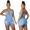 Suspender sexy open back denim Jumpsuit