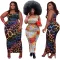 Casual print sleeveless vest skirt suit