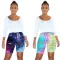 High waist tie dyed denim midpants with holes