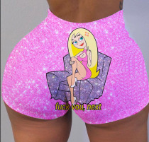 Sexy tight shorts printed shorts Yoga Pants
