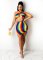 Fashion bikini gradient print cross drawstring dress