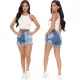 Fashionable stretch stitched denim shorts