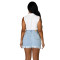 Fashion wear out high waist elastic denim skirt
