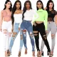 Sexy hole wash slim stretch jeans Leggings
