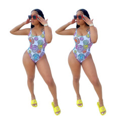 Printed colorful sexy one piece swimsuit