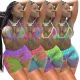 Mesh tie dyed bikini three piece swimsuit