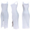 Suspender zipper split sleeveless skirt