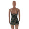 Sexy low cut open back camouflage suspender dress