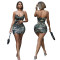 Sexy low cut open back camouflage suspender dress