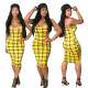 Check print fashion casual dress