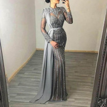 Fashion sexy slim perspective evening dress