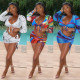 Sexy print low cut two piece set