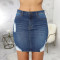Fashion denim skirt with holes and buttocks