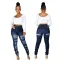 Fashion slim high waist holed jeans Leggings