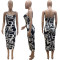 Fashion drawstring print dress