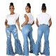 Sexy fashion tassel pierced elastic flared pants