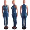 Fashion denim cut out Jumpsuit