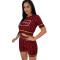 Casual letter embroidery print suit