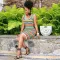 Fashion Stripe Print suspender dress