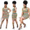 Fashion Stripe Print suspender dress