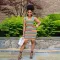 Fashion Stripe Print suspender dress