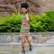 Fashion Stripe Print suspender dress