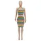 Fashion Stripe Print suspender dress
