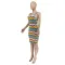 Fashion Stripe Print suspender dress