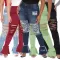 Fashion hole stitching micro flared pants