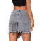 Fashionable jeans skirt with holes and buttocks