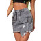 Fashionable jeans skirt with holes and buttocks