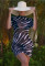Sexy Screen Print Beach Short Sleeve Dress