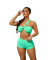 Fashion solid color one strap swimsuit two piece set