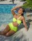 Fashion solid color one strap swimsuit two piece set