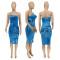 Fashion print one shoulder dress