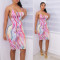 Color textured print drawstring dress